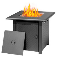 Arlmont & Co. Wetumka 24.8'' H x 27.3'' W Steel Propane Outdoor Fire Pit Table with Lid