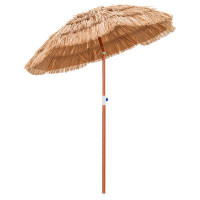 Arlmont & Co. Arlmont & Co. Patio 6ft Tropical Thatched Tiki Beach Umbrella Portable Outdoor Market Tilt