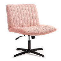 Ebern Designs No Wheels Viral Criss Cross Chair Plus Size Armless Swivel Home Office Chair Sit Cross-Legged Desk Chair N