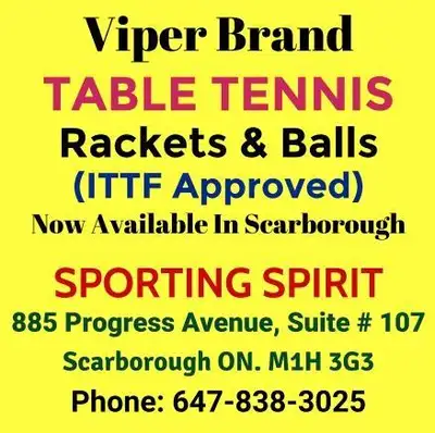 Table Tennis  Viper Brand Rackets & Balls - Scarborough
