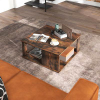 Better Homes & Gardens Square Coffee Table, Rustic Brown Cocktail Table with Storage Shelf