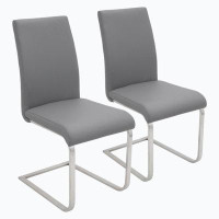 Wenty Foster Contemporary Dining Chair In Grey Faux Leather By Lumisource - Set Of 2