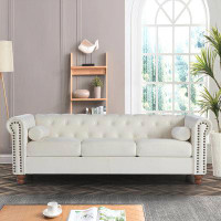 House of Hampton Classic Traditional Living Room Upholstered Sofa with velvet fabric Surface