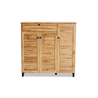 Loon Peak Modern And Contemporary Wood 3-Door Shoe Storage Cabinet With Drawer