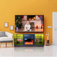 Red Barrel Studio Fireplace Tv Stand With 18 Inch Electric Fireplace Heater,modern Entertainment Centre For Tvs Up To 65