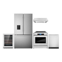 Cosmo 5 Piece Kitchen Package With 30" Freestanding Electric Range 30" Under Cabinet Range Hood 24" Built-in Fully Integ