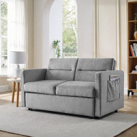 Ebern Designs Loveseats Sofa Bed With Pull-Out Bed, Adjsutable Back And Two Arm Pocket