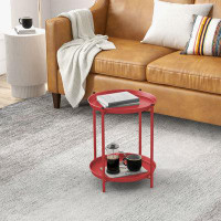 Ebern Designs 2-Tier Red Side Table