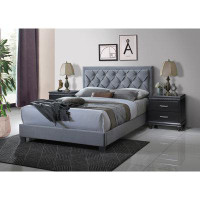 Saflon Conni Fabric Upholstered Tufted Panel Bed