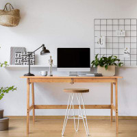Inbox Zero Modern Bamboo Computer Desk Versatile Writing Desk For Office Living Room