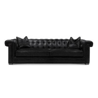 Eleanor Rigby Surrey 102" Genuine Leather Rolled Arm Chesterfield Sofa