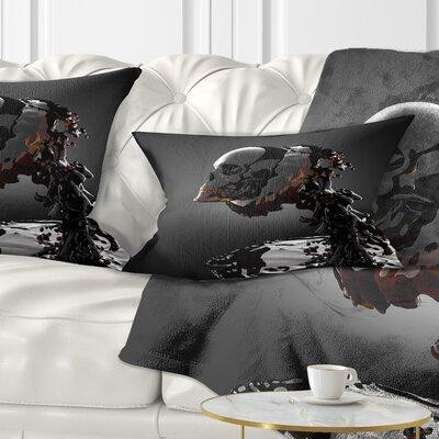 The Twillery Co. Abstract Portrait Skull in Liquid Lumbar Pillow in Bedding