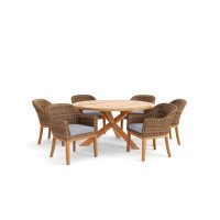 Winston Truss Dining Set with All-Natural 60-inch Dining Table, 6 Dining Chairs