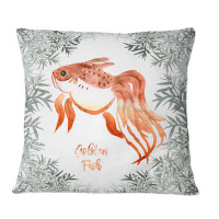 East Urban Home Vintage Golden Fish Surrounded By Green Plants - Traditional Printed Throw Pillow