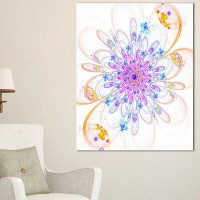 Design Art Blue Fractal Flower with Abstract Petals Graphic Art on Wrapped Canvas