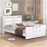 Latitude Run® Upholstered Platform Bed with Guardrail, Storage Headboard and Footboard