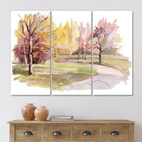 East Urban Home Park Road With Autumn Trees - Country Canvas Wall Art Print - PT40792