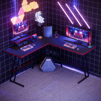 Inbox Zero Koitcho 58" L-Shaped Gaming Desk Computer Corner Gaming Desk Table with Large Monitor Riser Stand