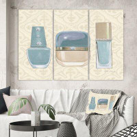 Made in Canada - East Urban Home 'Glam Cosmetics Blue Accessories' Graphic Art Multi-Piece Image on Canvas