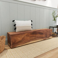 Joss & Main Tamila Brown Suar Wood Handmade Bench with Block Style Base