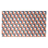 East Urban Home Denver Football Luxury Square Pattern Dobby Rug (W/ Non-Skid Pad) - Denver White/Orange/Blue Yes