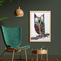East Urban Home Ambesonne Owls Wall Art With Frame, Owl Shaped By Geometric Floral Blooms Plants Patterns Colourful Dood
