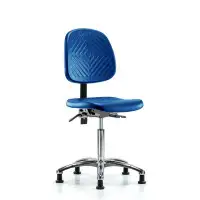 Inbox Zero Polyurethane Chair Chrome - Medium Bench Height With Medium Back & Stationary Glides In Blue Polyurethane