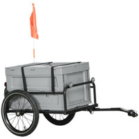 STEEL TRAILER FOR BIKE, BICYCLE CARGO TRAILER WITH STORAGE BOX, FOLDING FRAME AND SAFE REFLECTORS, MAX LOAD 88LBS