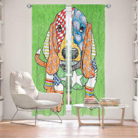 East Urban Home Lined Window Curtains 2-panel Set for Window Size by Marley Ungaro - Basset Hound Green