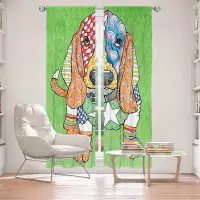 East Urban Home Lined Window Curtains 2-panel Set for Window Size by Marley Ungaro - Basset Hound Green