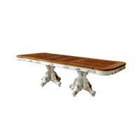 Astoria Grand Bedwell Antique Pearl And Cherry Oak Dining Table With Double Pedestal