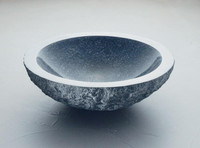 17" Stone Vessel Sinks - unfinished speckled black granite on the outside