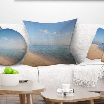 Made in Canada - East Urban Home Seascape Serene Maldives Beach with Plain Sky Pillow in Bedding