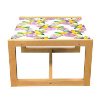 East Urban Home East Urban Home Parrot Coffee Table, Continuous Watercolor Singing Exotic Birds With Flower Blossoms Pri