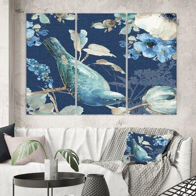 East Urban Home Farmhouse 'Indigold Bird Cottage Family IV' Painting Multi-Piece Image on Canvas in Painting & Paint Supplies