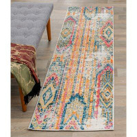 Bungalow Rose Ezzelina Power Loom Yellow/Blue/Red Area Rug