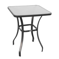 Winston Porter Outsunny 27" Square Outdoor Bistro Table With Tempered Glass Top - Ideal For Garden Dining