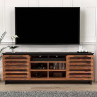 Loon Peak 85 inch TV Stand Console for TVs up to 95 inches, No Assembly Required, Black with Bourbon finish
