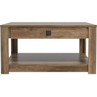 Gracie Oaks Modern Coffee Table For Living Room, Wood Coffee Table With Storage Shelf, Square Center Table Wooden Accent