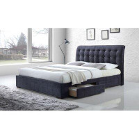 Wildon Home® Roxborough eastern king bed in dark grey fabric