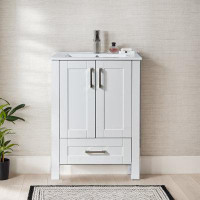 Winston Porter Abhinav 24" White Modern Free-Standing 2-Door & 1-Drawer Single Bathroom Vanity Set