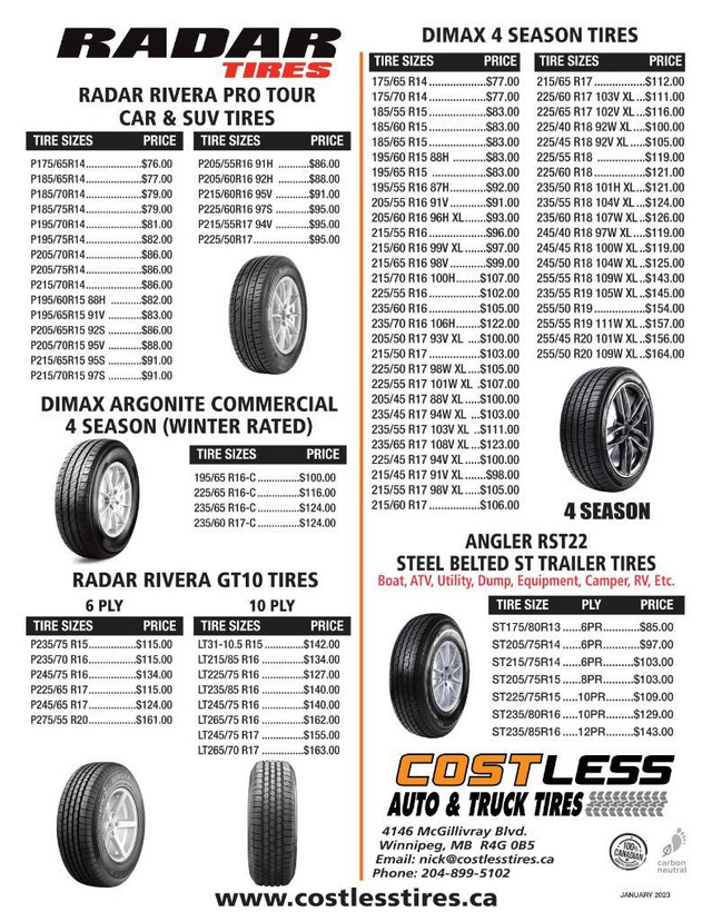 215/60R16 Radar Pro Tour Tires in Tires & Rims in Saskatchewan - Image 3