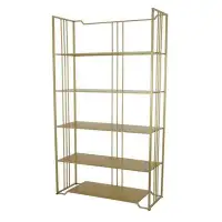 Benjara 71 Inch Modern Plant Stand Storage Rack, 5 Open Shelves, Gold Metal Frame