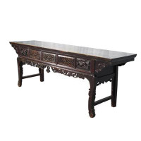 DYAG East 96” Long Antique Brown Chinese Altar Console Table - 3 Drawers