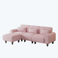 Ebern Designs 84.6" teddy fleece sofa with a single couch with three waist pillows