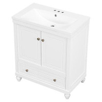 Charlton Home 30" Free Standing Bathroom Vanity With Sink, Combo, Cabinet With Doors And Drawer