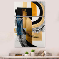 Ivy Bronx Glam Gold and Black Expression I - 3 Piece Wrapped Canvas Print