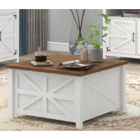 Gracie Oaks Farmhouse Coffee Table With Large Hidden Storage Compartment -  Hinged Lift Top For Living Room