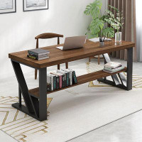 Corrigan Studio 78.74"nut-brown Rectangular Solid Wood desks