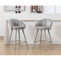 Everly Quinn 25.5 Inch Counter Height Barstools Set Of 2 Modern Barstools With Back Comfy Velvet Bar Chairs For Kitchen